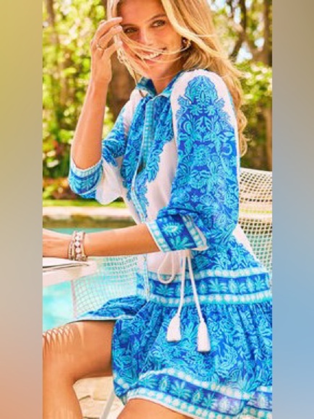 Lilly Pulitzer DRENA DRESS, BREEZY AQUA JUNGLE ESCAPE ENGINEERED WOVEN DRESS